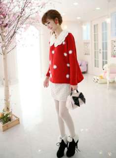 CHIC XMAS SWEET STYLE LONG SLEEVE JUMPERS TOP RED S WF LY8013  