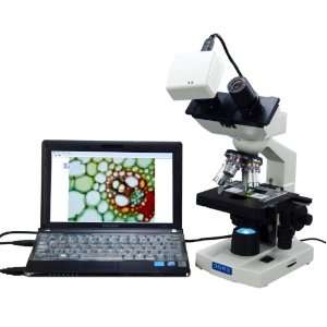 40X 1600X Lab LED Binocular Compound Microscope with 1.3MP USB Camera 