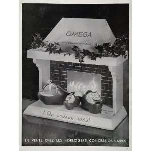   French Ad Omega Watch Fireplace Christmas Noel   Original Print Ad