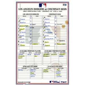   at Reds 4 21 2008 Game Used Lineup Card (MLB Auth)