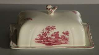 NEW Covered Butter Dish Paysages Roses Pattern GIEN  
