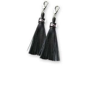  Set of 2 Black Synthetic Leather Tassels 