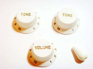MIJ Replacement Knob Set for Stratocaster Metric White  
