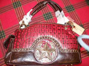MONTANA WEST CHS 8085 Purse – Red and Brown – Horse Shoe Star 