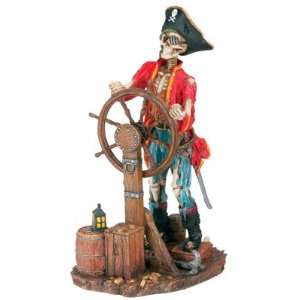  Pirates   Pirate Captain At The Helm   Cold Cast Resin   8 
