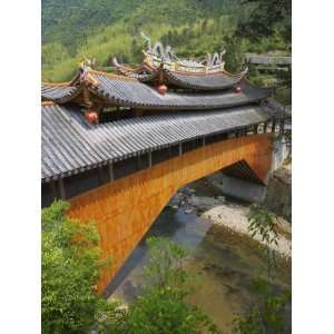 China, Zhejiang Province, Taishun, Ancient Wood Covered Bridge, Tongle 
