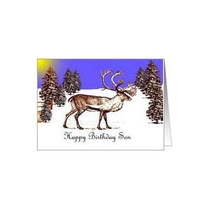    Happy Birthday ~ Son ~ Caribou In A Clearing Card Toys & Games