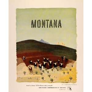 1948 CCA Art E. McKnight Kauffer Montana Cattle Print 
