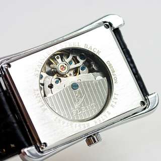 Silver Square Steel Case Pattern Mens Automatic Watch  