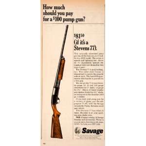  1967 Ad Savage Firearms Stevens Pump Shotgun Stock Barrel 