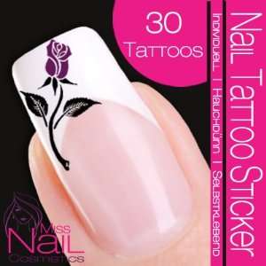  Nail Tattoo Sticker Rose / Flower   berry Beauty