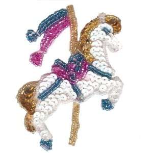   Accent Sequin Applique Carousel Horse 3.75 Arts, Crafts & Sewing