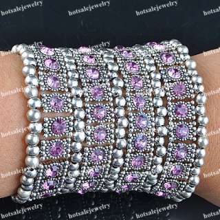 wholesale 18pcs VTG Indian tone rhinestone stretchy bracelets Bangles 