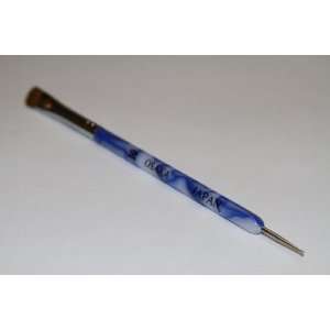 Osaka French Gel Nail Brush + Dotting Tool (White Blue Marble Handle 
