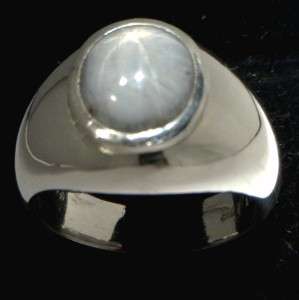 Mens Natural Gray Star Sapphire Handmade Sterling Silver Gents Ring 