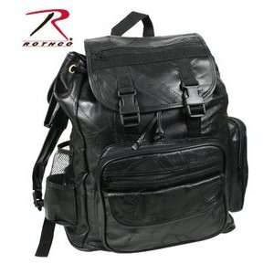  Black Leather Patchwork Backpack