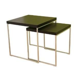   2pcs Side Accent Table   Modern Style Black Oak Finish