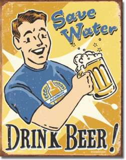 Save Water Drink Beer Man Cave Bar Dorm Room Tin Sign  
