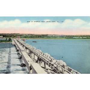  Vintage Postcard   Dam at Starved Rock State Park   Utica Illinois