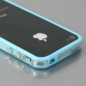 Total 33 Colors] Blue+Transparent Bumper Case for Apple iPhone 4 / 4S 