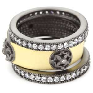   TRIBECA Two Tone Signature Station 3 Stack Rings, Size 7 Jewelry