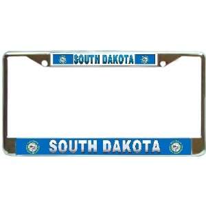  South Dakota State Flag Chrome Metal License Plate Frame 