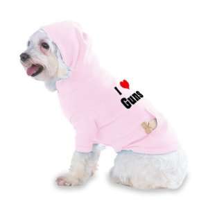 Love/Heart Guns Hooded (Hoody) T Shirt with pocket for your Dog or Cat 