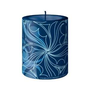  Candle, La Vela, Blue Swirls, Designer Decorated Candle w 