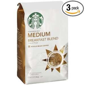 Starbucks Breakfast Blend Coffee (Medium), Whole Bean, 12 Ounce Bags 