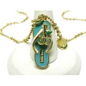    Turquoise Enamel Flip Flop Necklace Portia Jewelry Jewelry