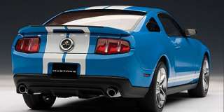 FORD SHELBY MUSTANG GT500 2010 GRABBER BLUE WHITE STRIPES 118 AUTOART 