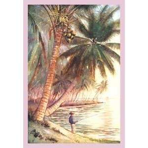  Vintage Art Fishing Under the Coconut Trees   08638 6 