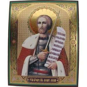 St. Lord Alexander Nevskiy, Orthodox Icon (Cardboard, 10x12cm or 4x5in 