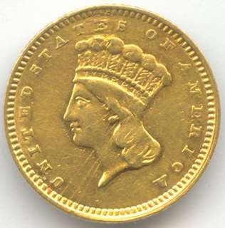 1862 Gold Dollar, Type 3, XF Details, Civil War Date  
