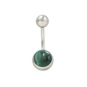  Green Lava Stone Belly Button Ring Jewelry