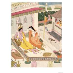  Krishna and Radha on a Bed in a Mogul Palace, Punjab, c 