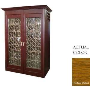   Two Door Wine Cellar   Glass Doors / Medium Walnut Cabinet Appliances