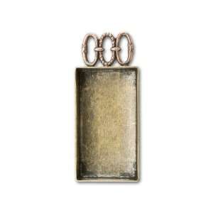   Brass Rectangle with 3 Loops Bezel Pendant Arts, Crafts & Sewing
