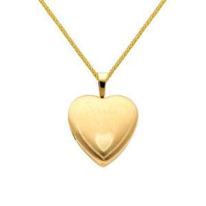 14K Yellow Gold Engraved Heart Forever in my Locket Pendant (0.65 