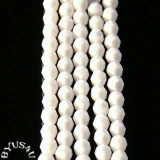 ROUND FACETED CZECH GLASS BEADS 7mm WHITE OPAQUE 50pc  