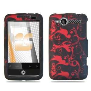 Red/ Black Floral Swirls Texture Faceplate Hard Plastic Protector Snap 