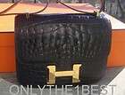 Hermes .·*¨CONSTAN​CE ~ CROCODILE BLACK & GOLD 