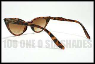 VINTAGE 50s Rhinestone Cat Eye Sunglasses Womens TORTOISE Brown 