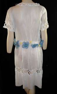 Vintage 20s Sheer White Flapper Dress Chiffon Belt  