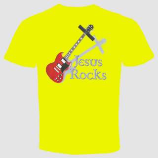 jesus rocks t shirt christian guitar music band cool  