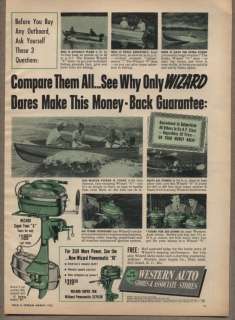 1952 Vintage Ad Wizard Outboard Motors Western Auto Stores  