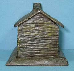   LOG CABIN CAST IRON OLD ORIGINAL TOY BANK GUARANTEED AUTHENTIC BK769