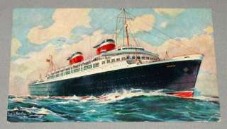 Original 1947 S.S. America Line Postcard  