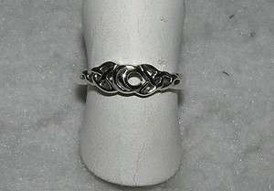 Celtic Trinity Knot Crescent Moon Band Sterling Silver Ring Triquetra 