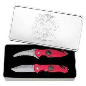   Maxam® 2pc Set Fire and Rescue Liner Lock Knives